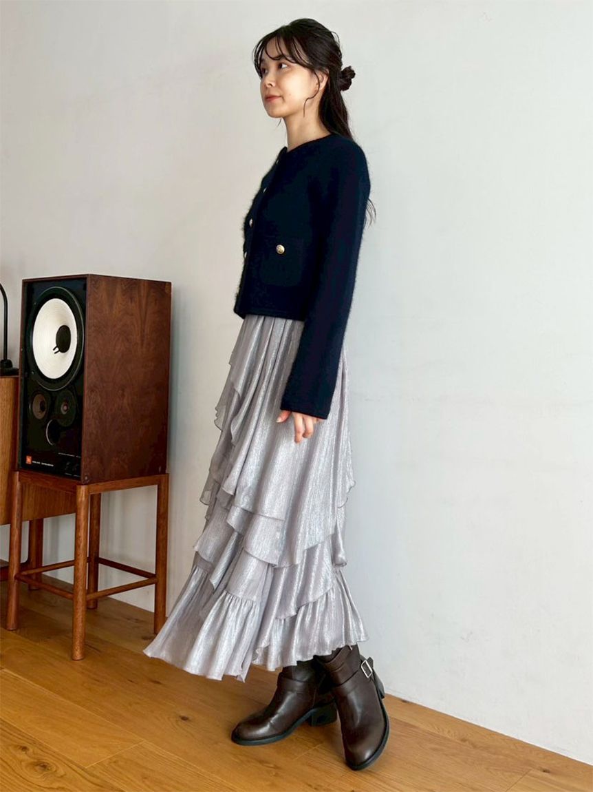 ブライトシアーラッフルスカート(ロングスカート)｜スカート｜LILY