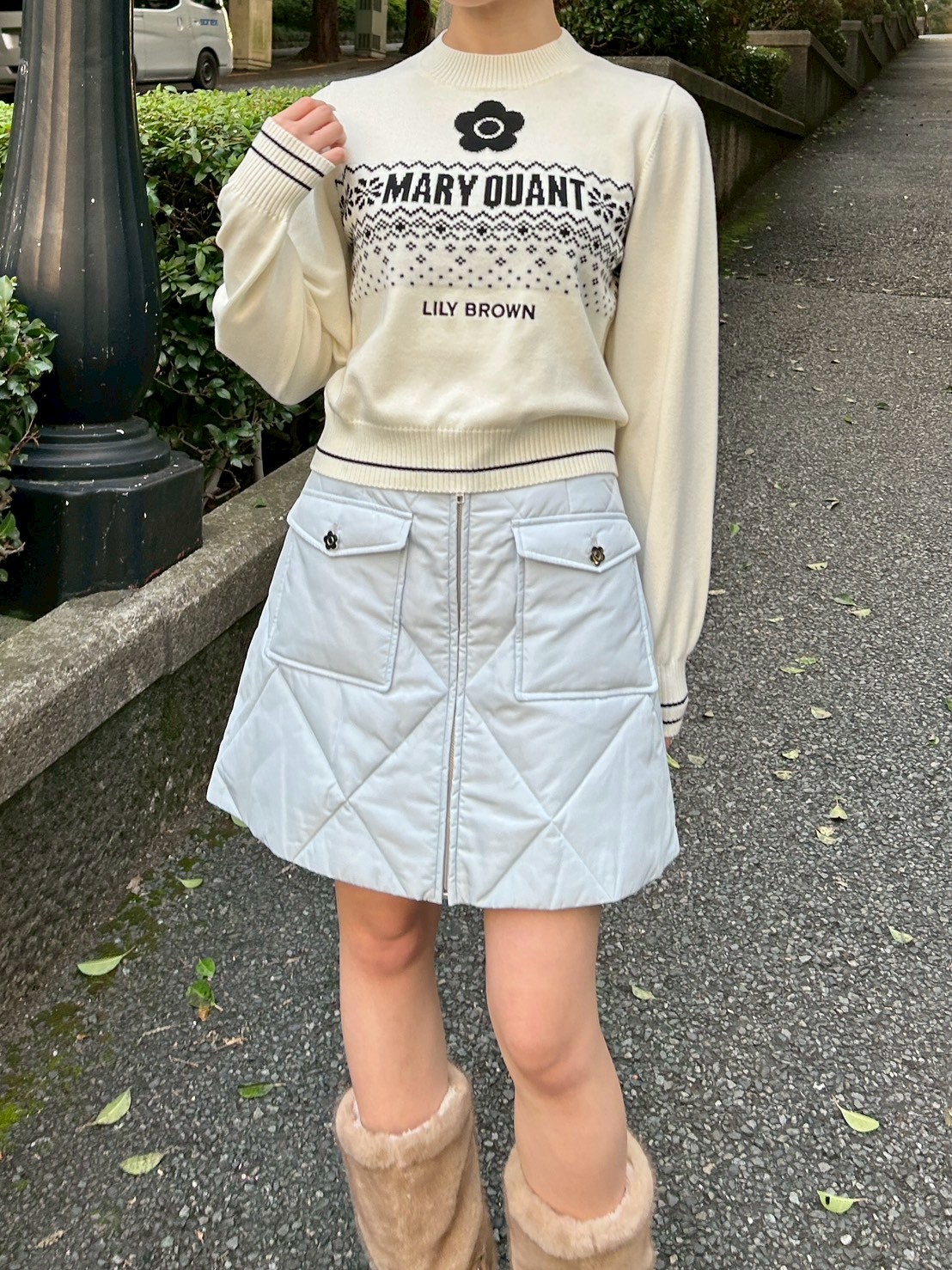 【LILY BROWN×MARY QUANT】デイジー釦キルトダウンミニスカート LILY BROWN×MARY QUANT】デイジー釦キルトダウンミニスカート