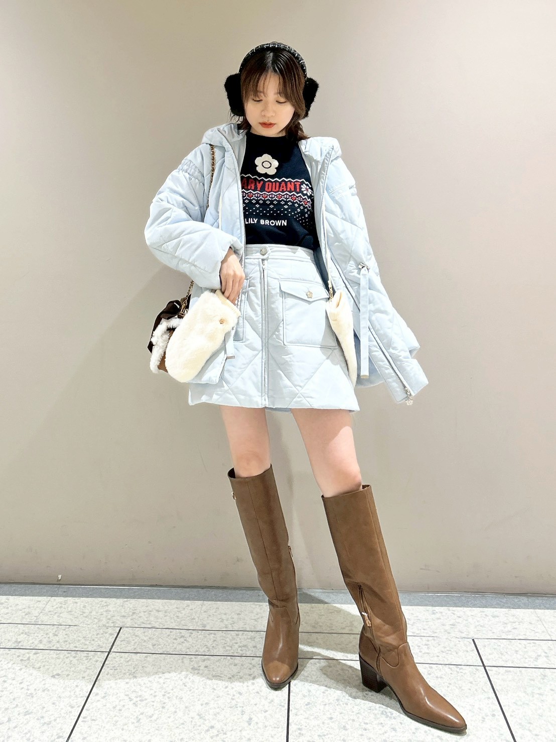 LILY BROWN×MARY QUANT】デイジー釦キルトダウンミニスカート