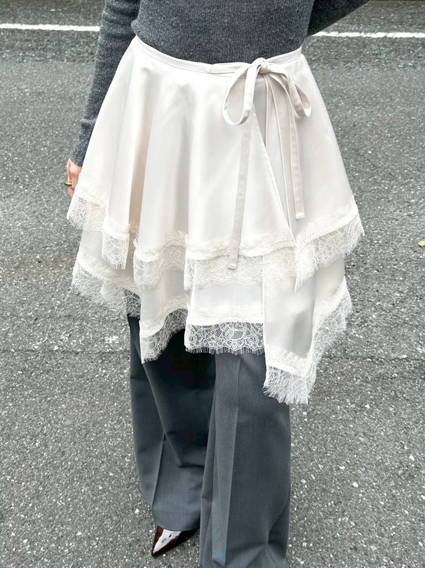 【Lily】フランス ヴィンテージ プロヴァンス スカート ベージュ ロング プリーツスカート ロングスカート レディース シフォン