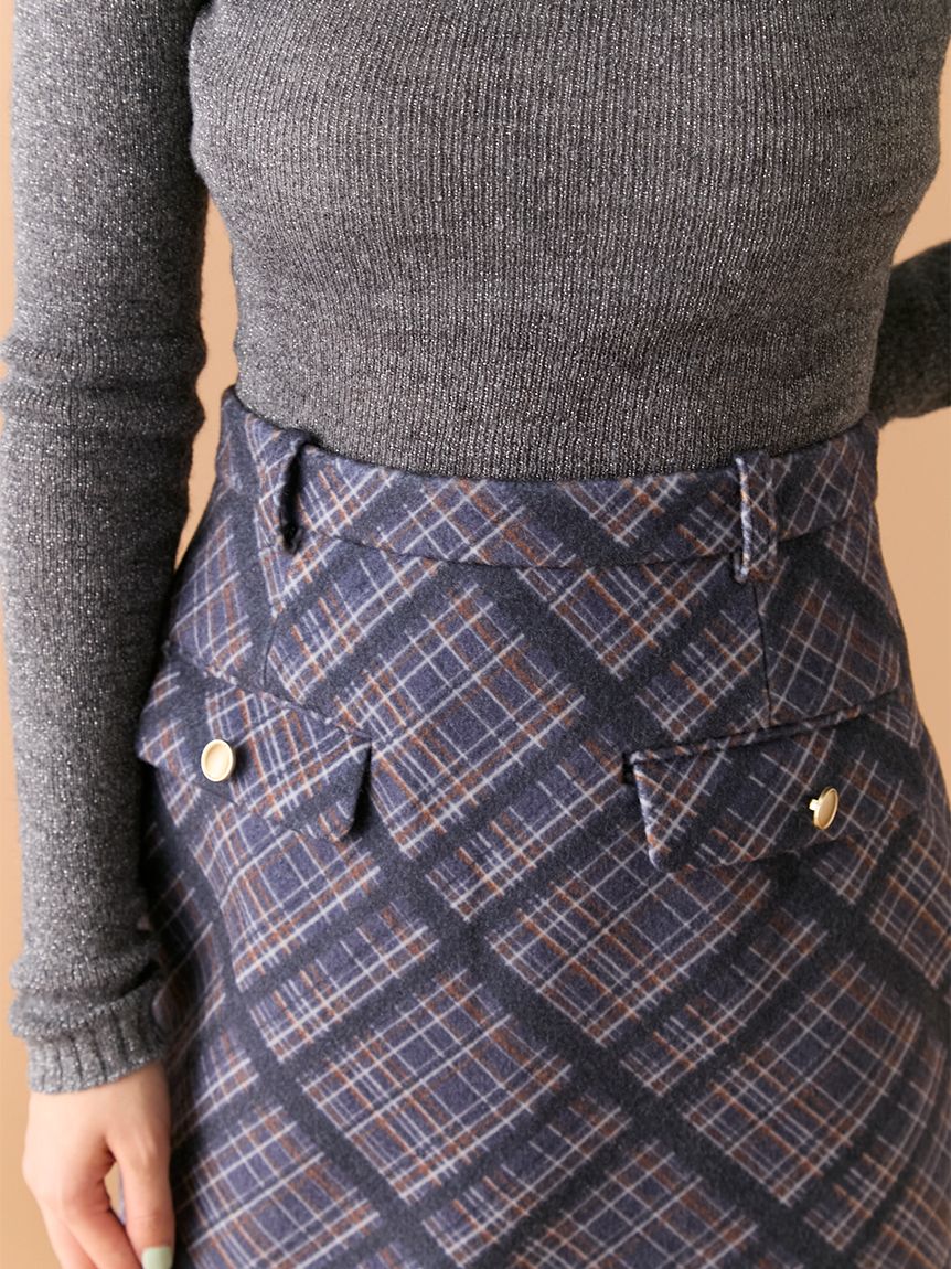 ウーリーチェックミディスカート(膝丈スカート)｜スカート｜LILY BROWN