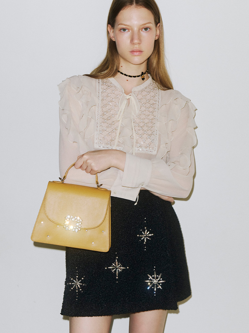 L.B CANDY STOCK]スノーフレークビジューミニスカート(Hearts2Hearts