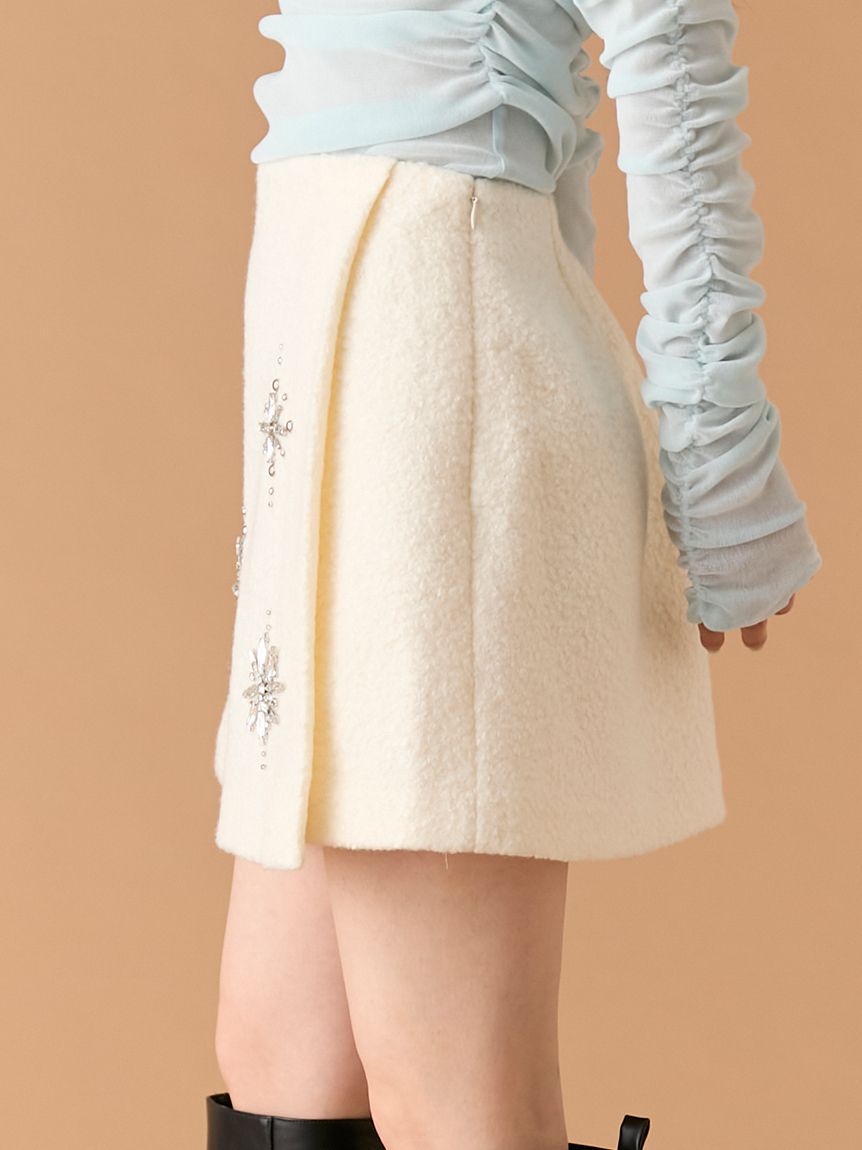 L.B CANDY STOCK]スノーフレークビジューミニスカート(Hearts2Hearts