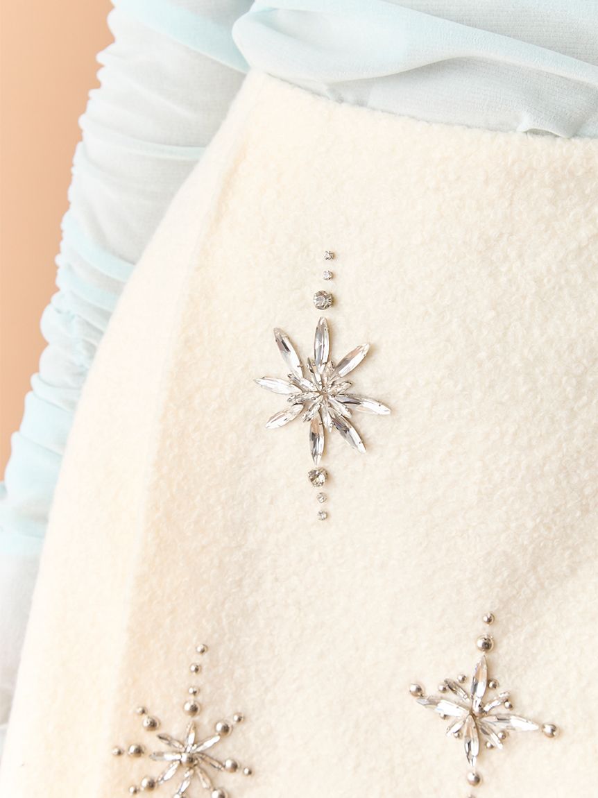 L.B CANDY STOCK]スノーフレークビジューミニスカート(Hearts2Hearts