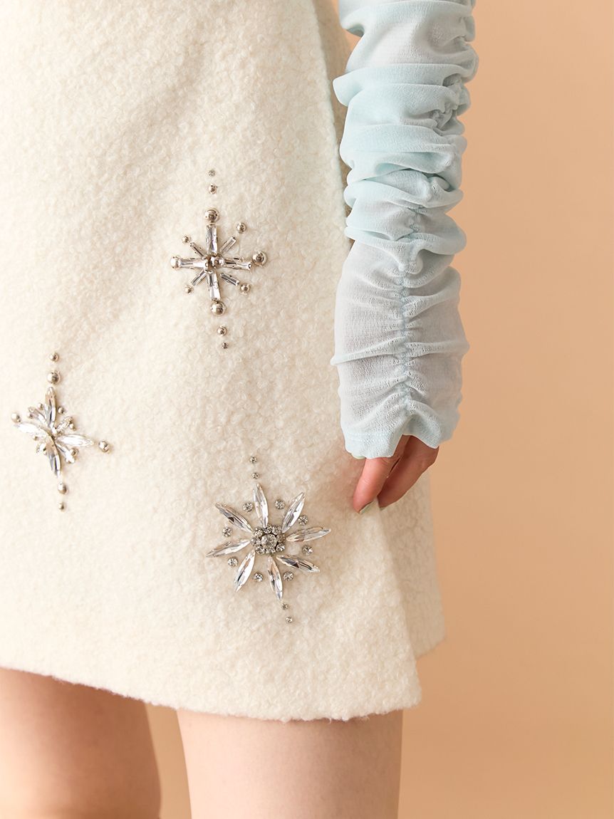 L.B CANDY STOCK]スノーフレークビジューミニスカート(ミニスカート