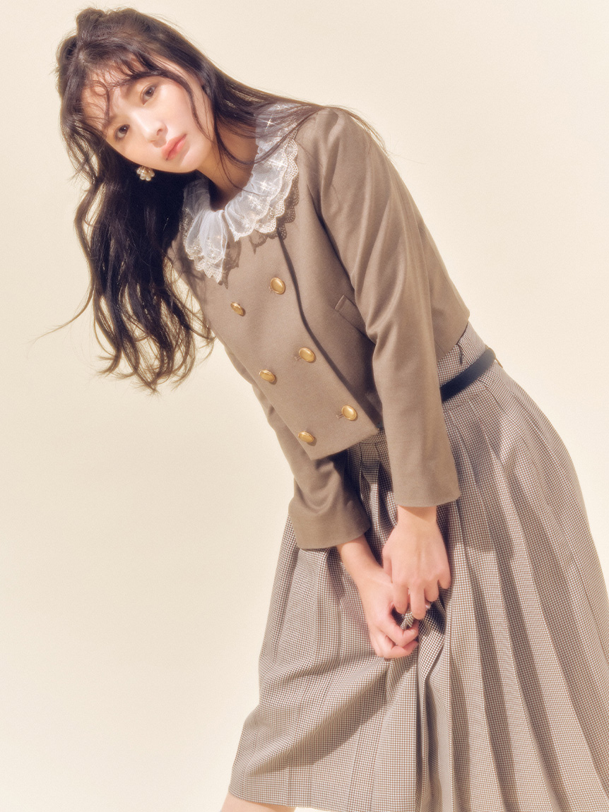 ベルト付きレースプリーツスカート(膝丈スカート)｜スカート｜LILY