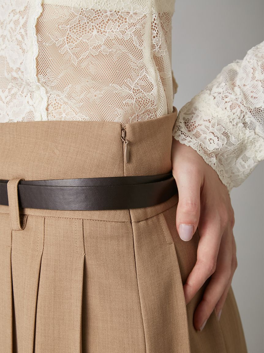 ベルト付きレースプリーツスカート(膝丈スカート)｜スカート｜LILY