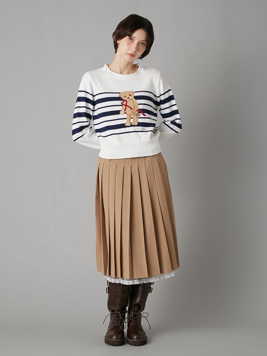 ベルト付きレースプリーツスカート(膝丈スカート)｜スカート｜LILY