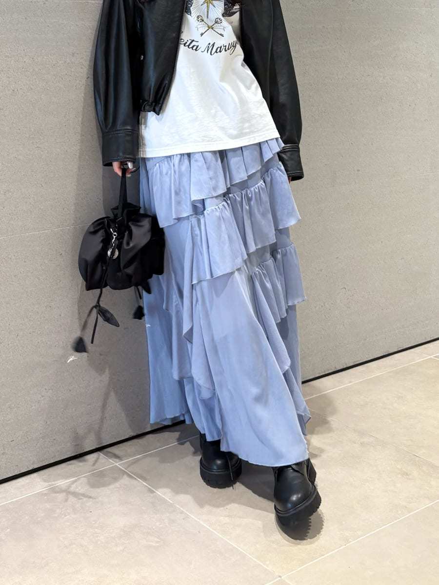 WEB限定00サイズ】ラッフルフリルティアードスカート(ロングスカート