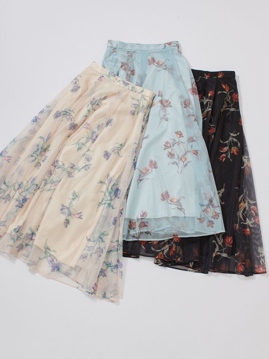 ボタニカルプリントフレアスカート(ロングスカート)｜SKIRT｜LILY