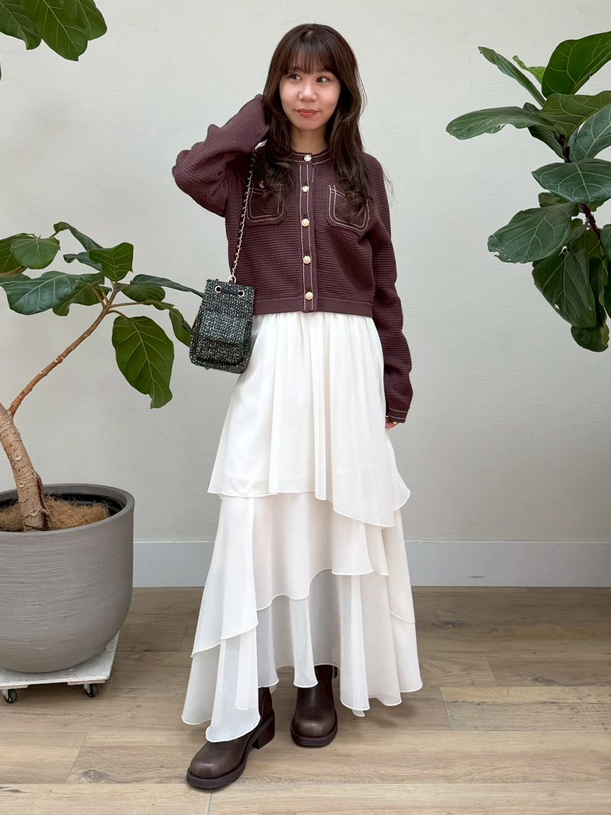 イレヘム光沢ティアードスカート(ロングスカート)｜SKIRT｜LILY BROWN