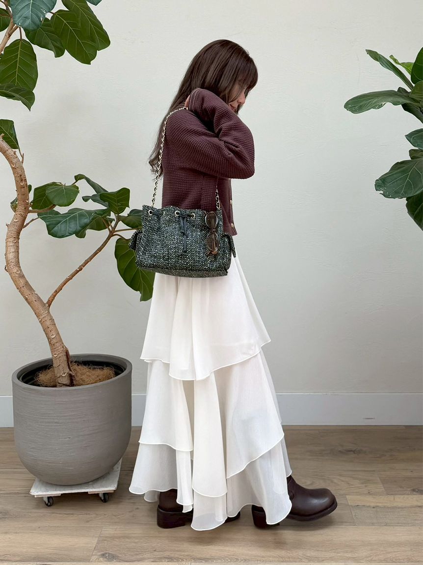 イレヘム光沢ティアードスカート(ロングスカート)｜SKIRT｜LILY BROWN