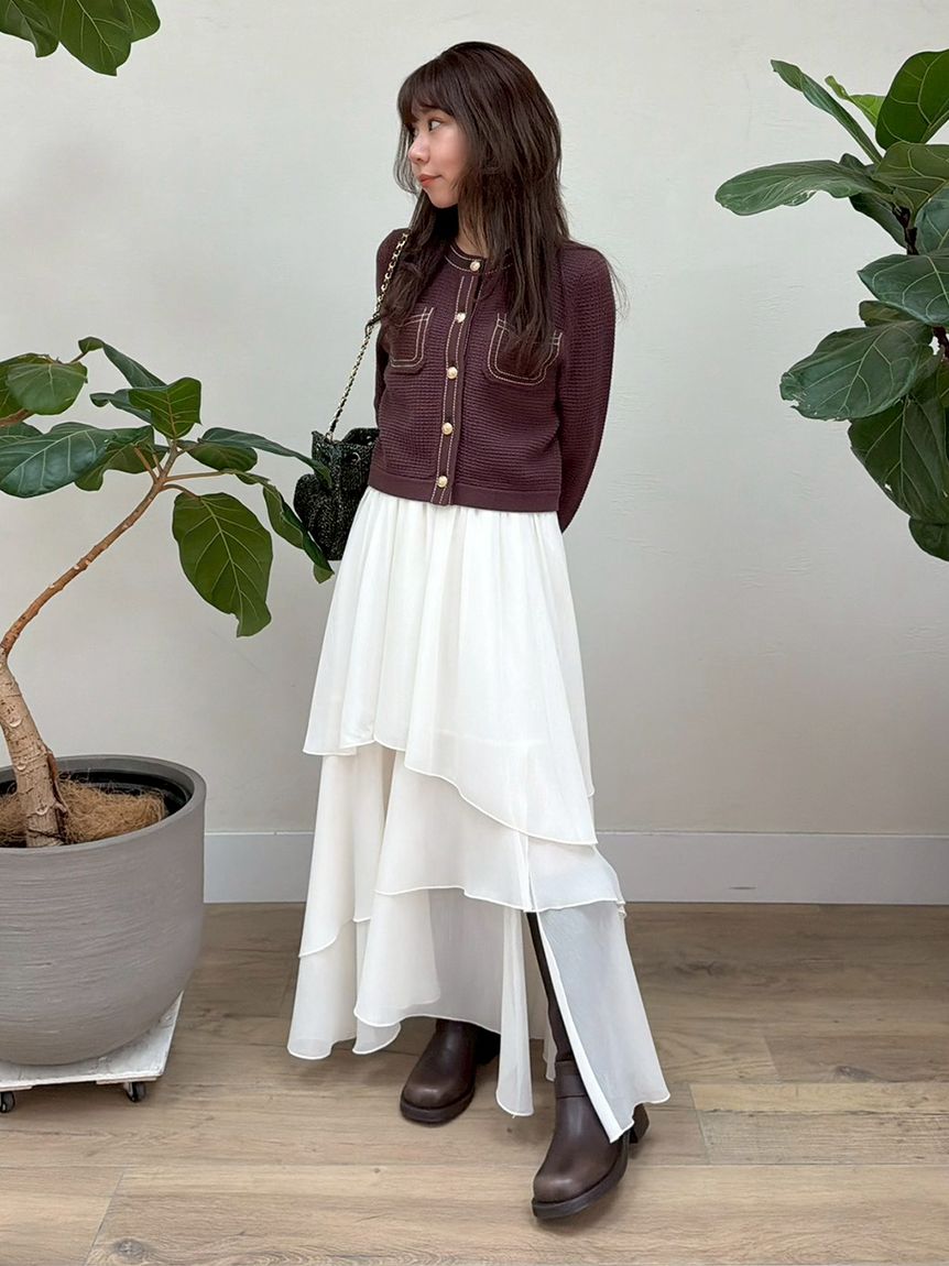 イレヘム光沢ティアードスカート(ロングスカート)｜SKIRT｜LILY BROWN
