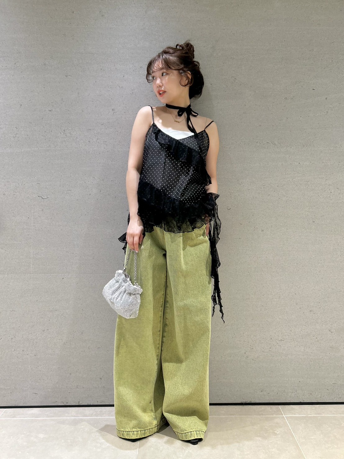 レースフリルキャミトップス（カットソー/Tシャツ）｜LILY BROWN