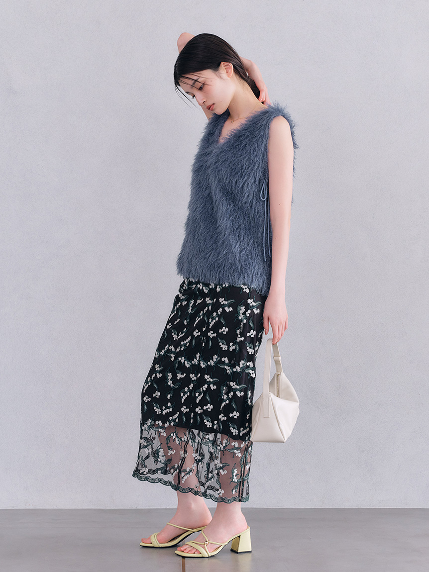 リリーブラウン LILY BROWN 2wayシャギーベストBLU新品 リリーブラウン LILY BROWN 2wayシャギーベスト （BLU