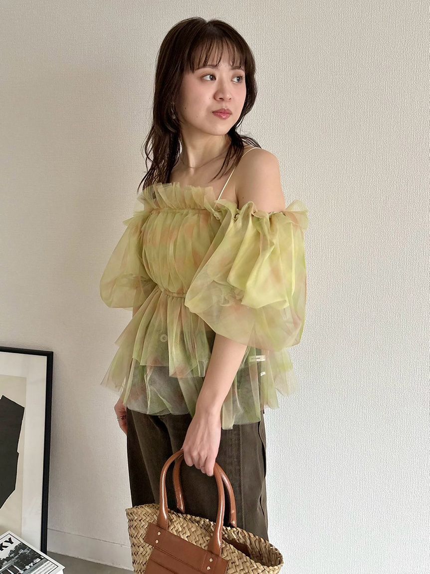 LILY BROWN｜【WEB限定カラー】3wayペプラムチュールブラウス