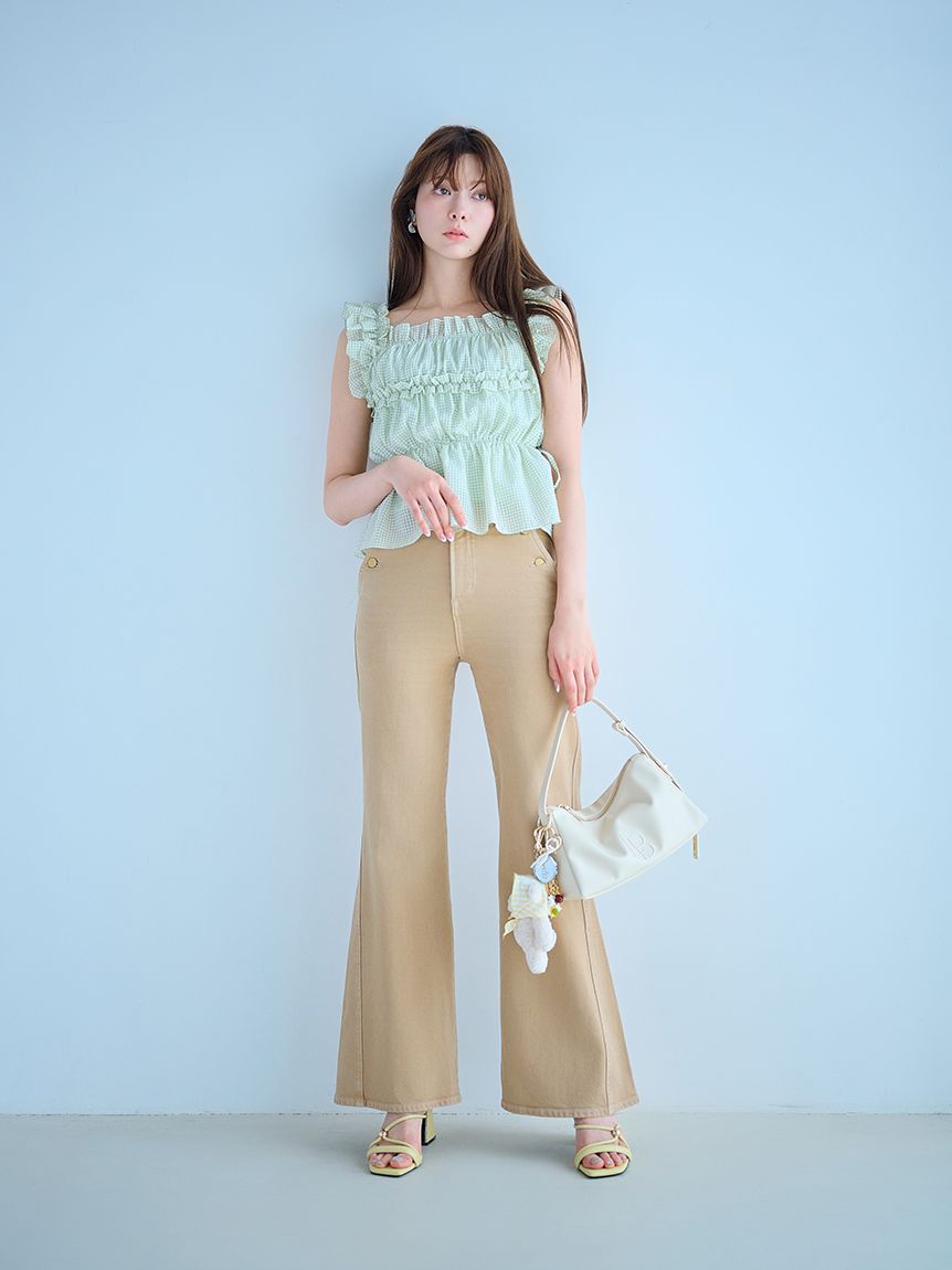 WEB限定カラー】シャーリングフリルブラウス(シャツ・ブラウス