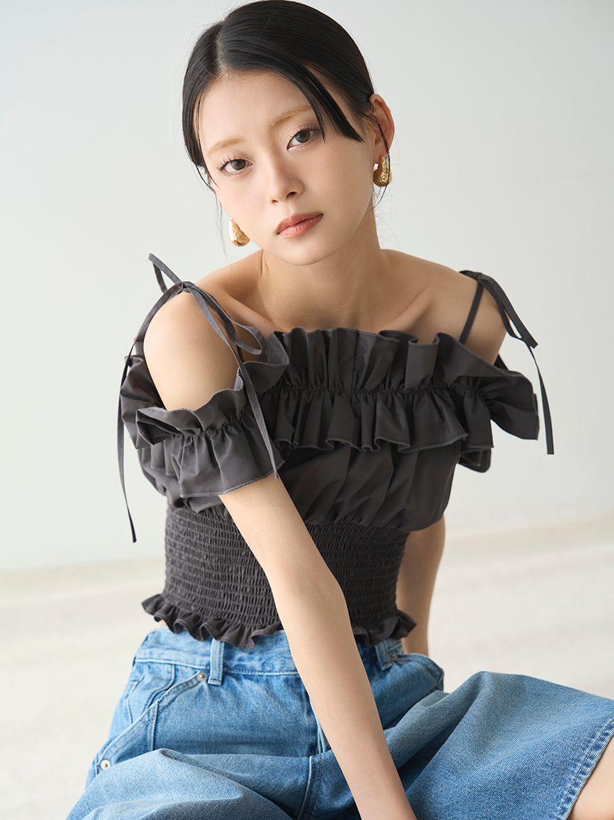 大人上品なおすすめコーデ 2wayデコルテフリルトップス(Tシャツ・カットソー)｜トップス トップス