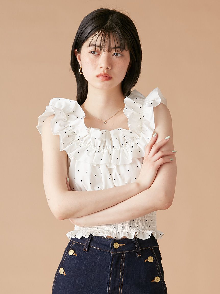 2wayデコルテフリルトップス（カットソー/Tシャツ）｜LILY BROWN