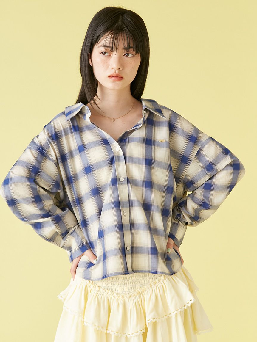 LILY BROWN バックリボンシャツワンピース ネイビー - メルカリ