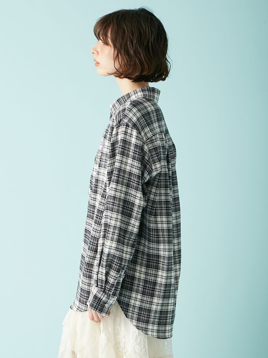 美品　アナスイ×リリーブラウン　オーバーネルチェックシャツ　サイズフリー LILY BROWN ×ANNA SUI】オーバーネルチェックシャツ(シャツ・ブラウス