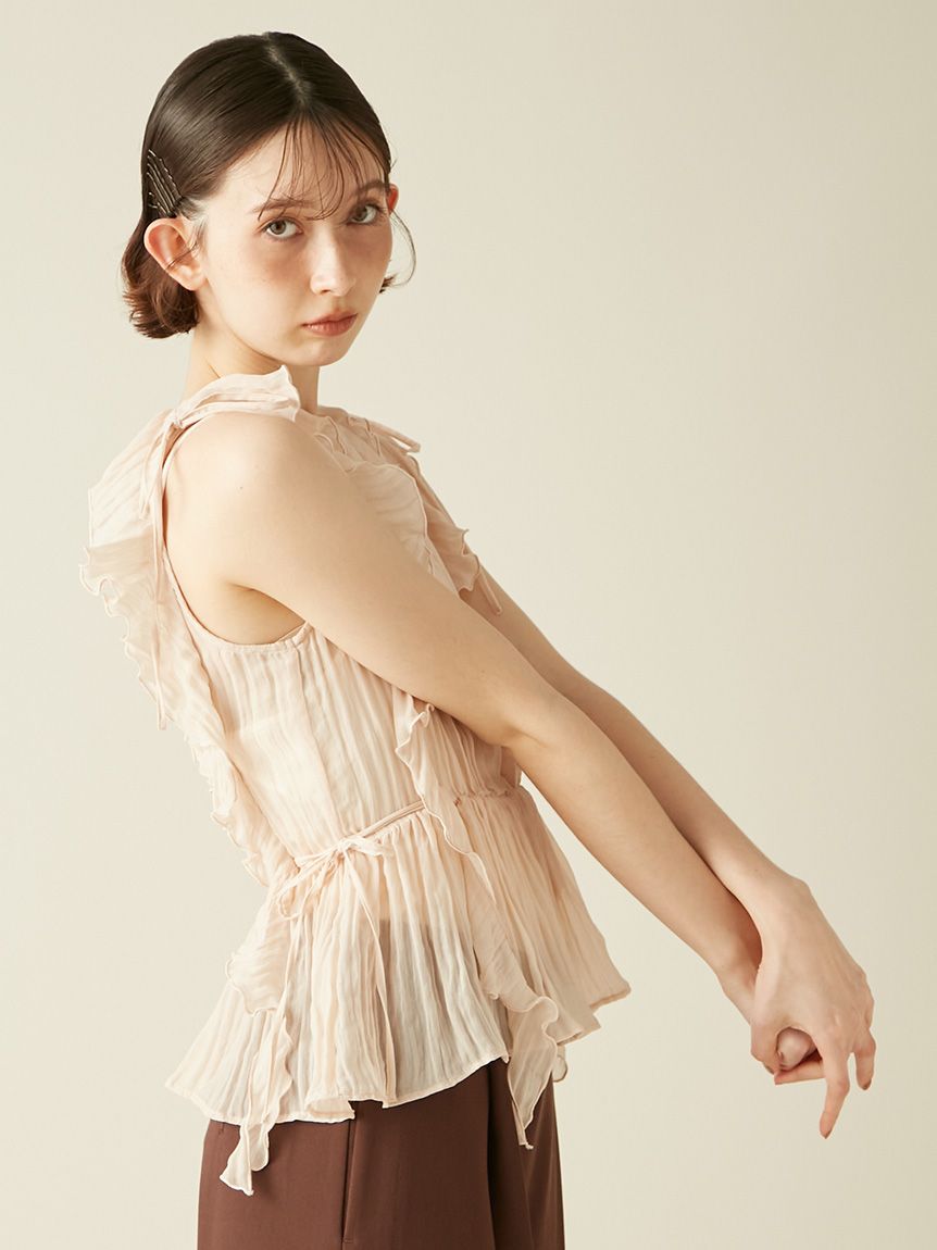 おもち　LILY BROWNリリー ブラウン　シャーリングフリルトップス LILY BROWN｜シャーリングフリルトップス | Rakuten Fashion