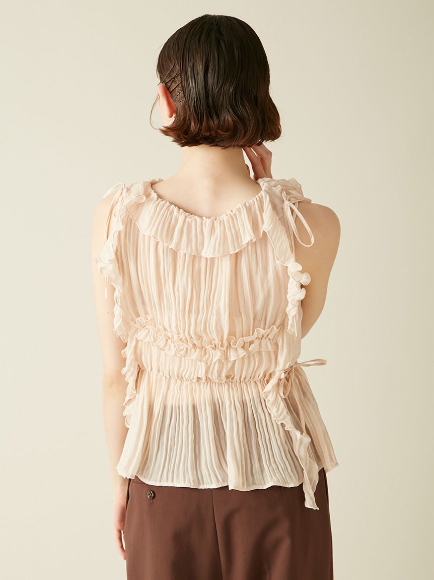 LILYBROWN 新作 フリルシャーリングブラウス　ピンク LILY BROWN｜フリルシャーリングブラウス | Rakuten Fashion