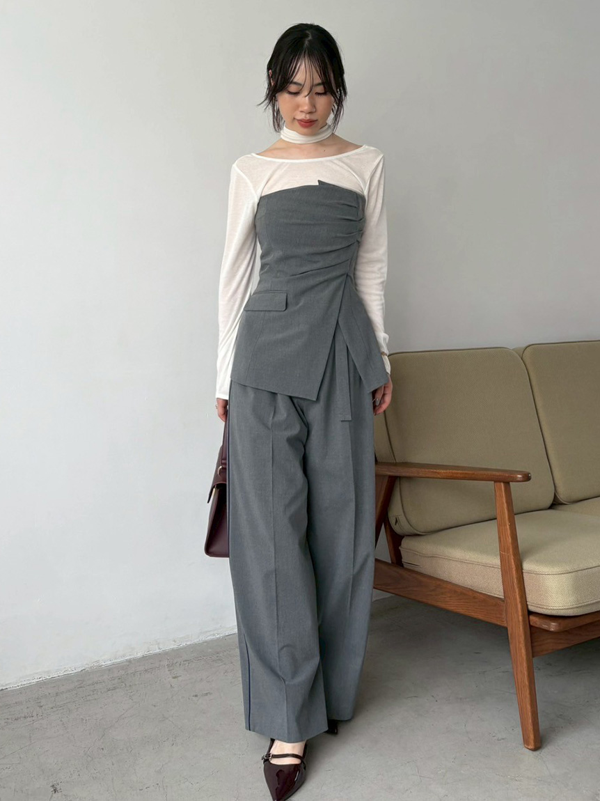 LILY BROWN グレー ビスチェ&パンツセット リリーブラウン LILY BROWN ファーライク2WAYビスチェ （GRY
