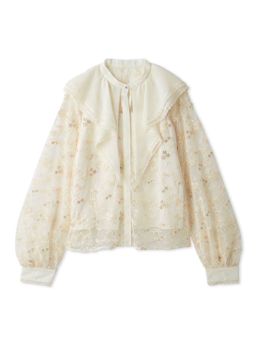 H*U様 【新品】LILY BROWN フラワービジューレースブラウス OWHT L.B CANDY STOCK]フラワービジューレースブラウス | リリー