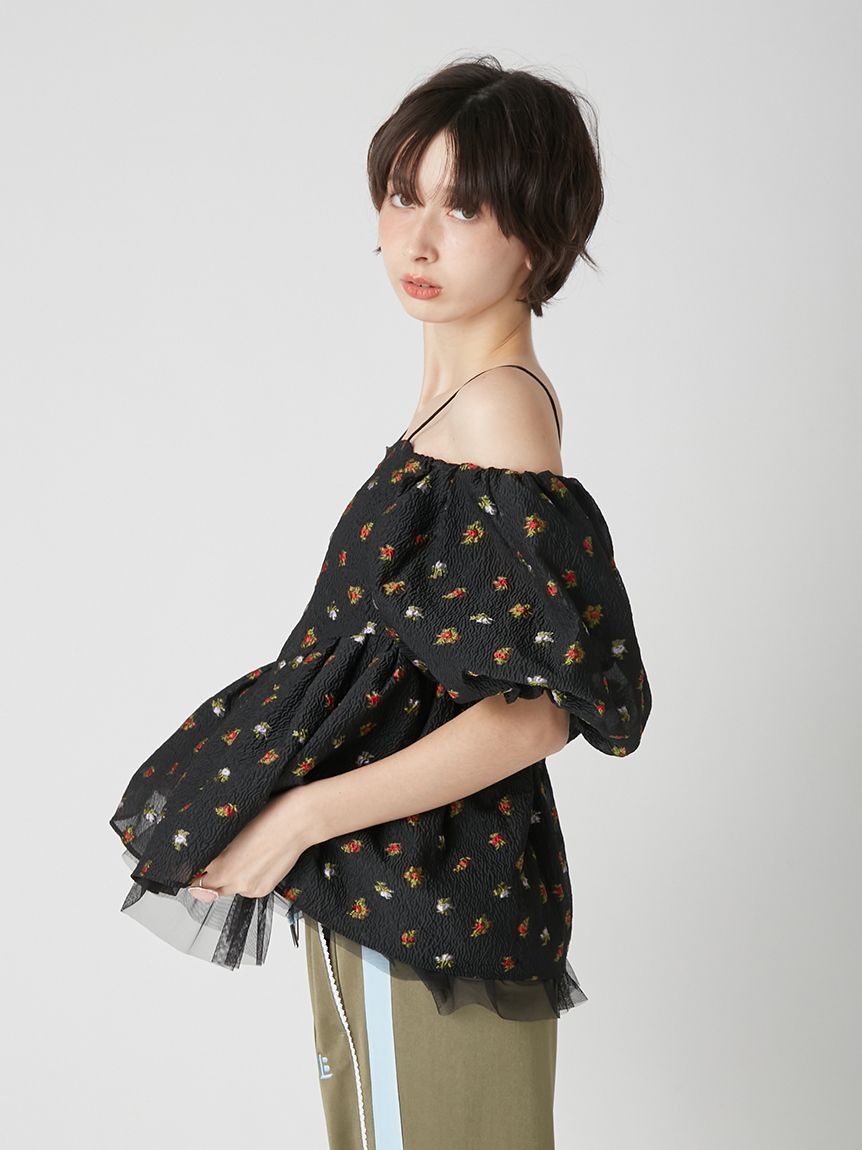 LILY BROWN リリーブラウン 3wayシアージャガードペプラムブラウス WEB限定カラー】3wayシアージャガードペプラムブラウス(ビスチェ