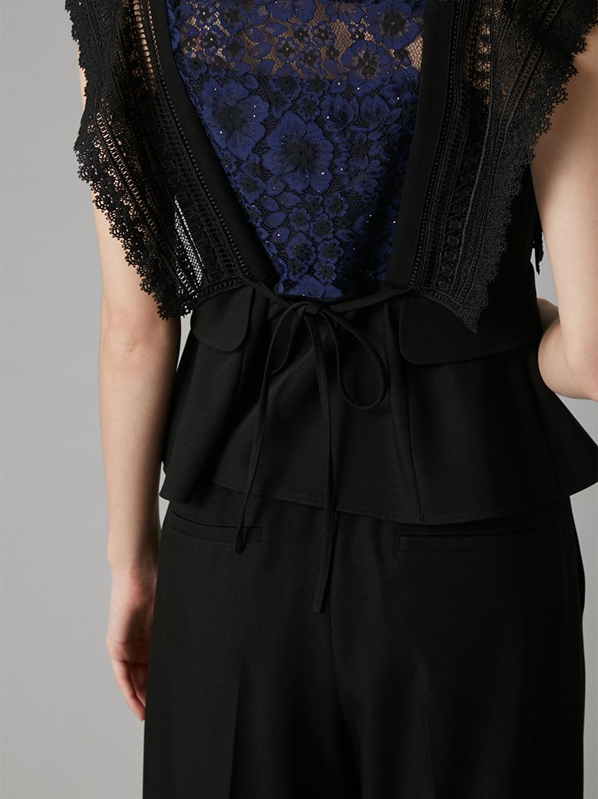 リリーブラウン  刺繍レースブラウス ブラック LILY BROWN Lily Brown レース刺繍ブラウス ブラック -ファッション
