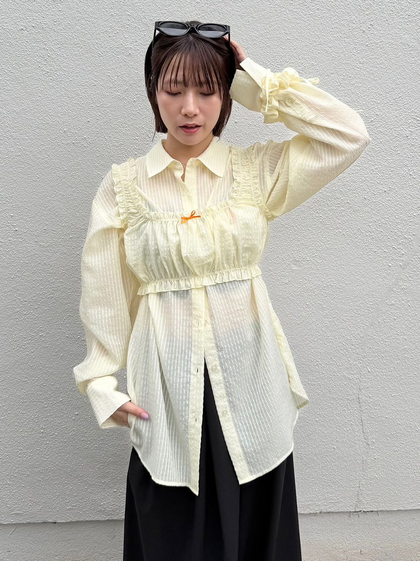 シアーストライプシャーリングビスチェ(ビスチェ)｜トップス｜LILY
