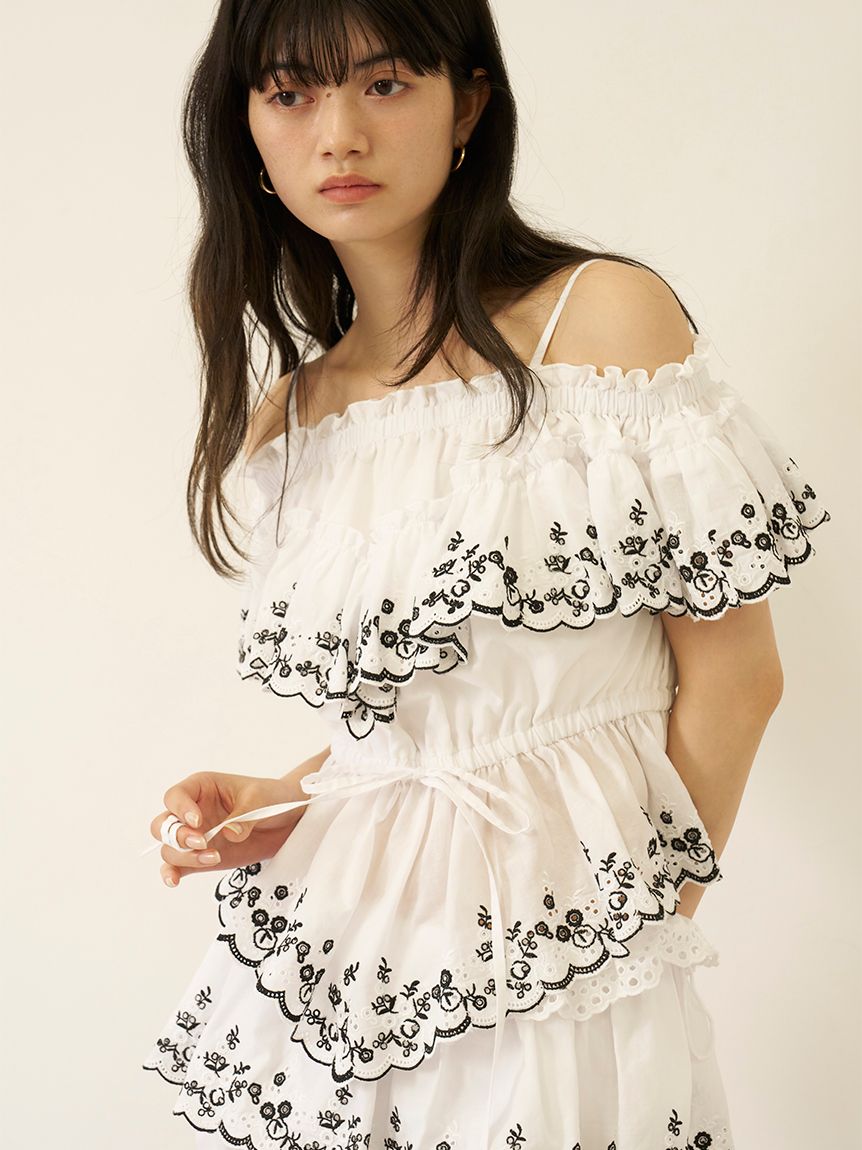 コットンレースオフショルトップス(Tシャツ・カットソー)｜トップス