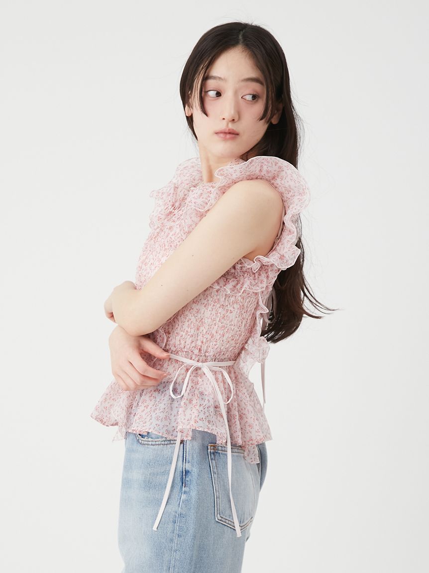WEB限定カラー】シャーリングレイヤーフリルトップス(シャツ・ブラウス WEB限定カラー】シャーリングレイヤーフリルトップス(シャツ・ブラウス