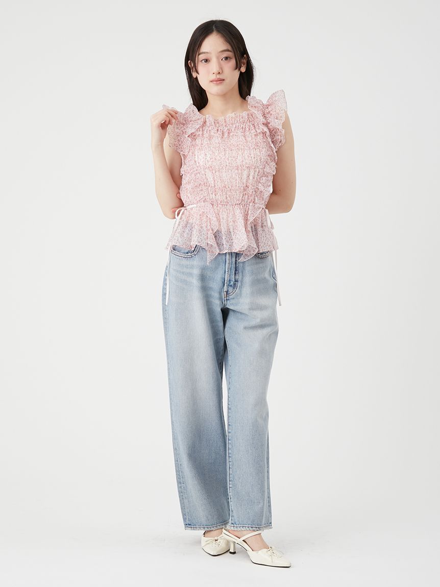 WEB限定カラー】シャーリングレイヤーフリルトップス(シャツ・ブラウス 