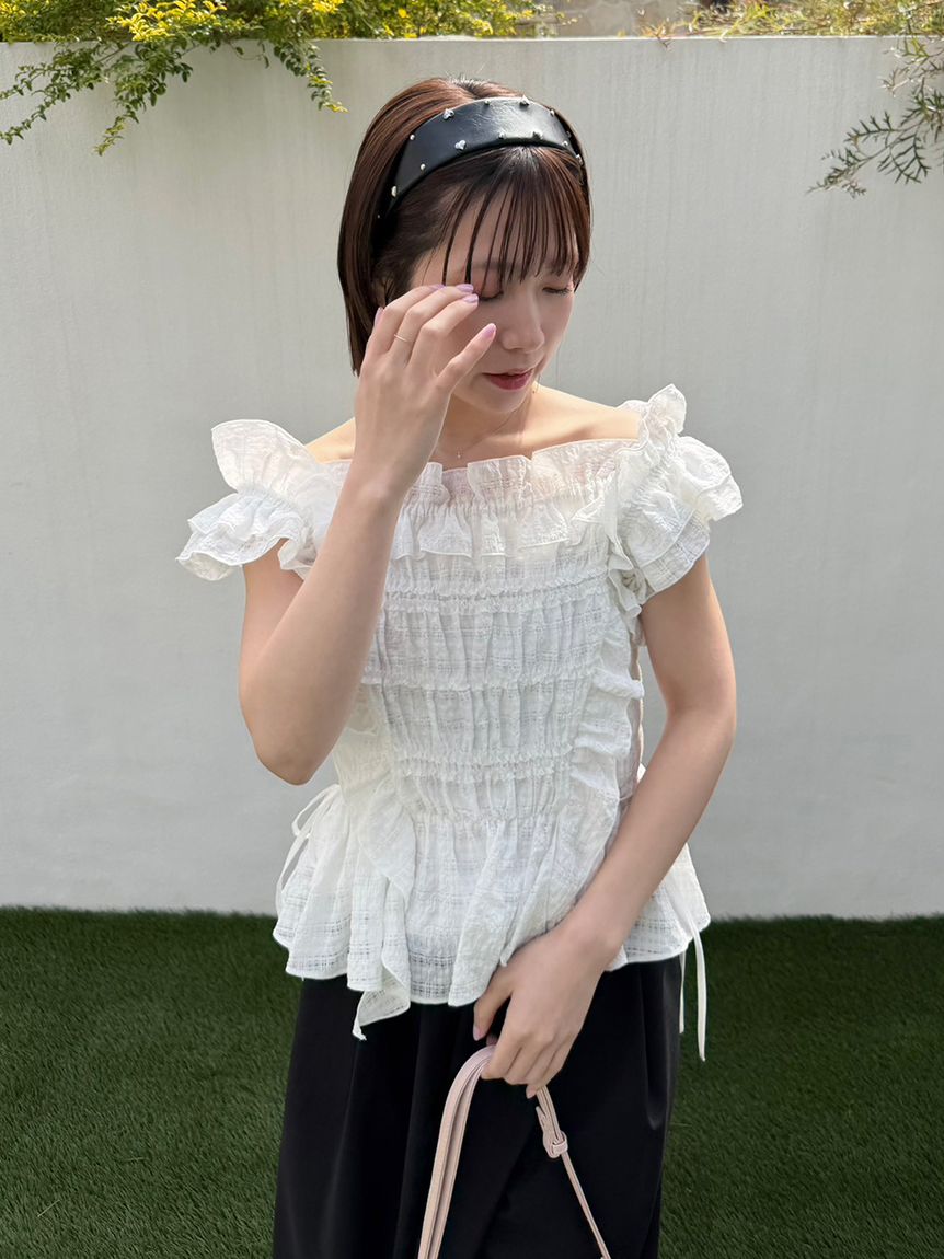 WEB限定カラー】シャーリングレイヤーフリルトップス(シャツ・ブラウス