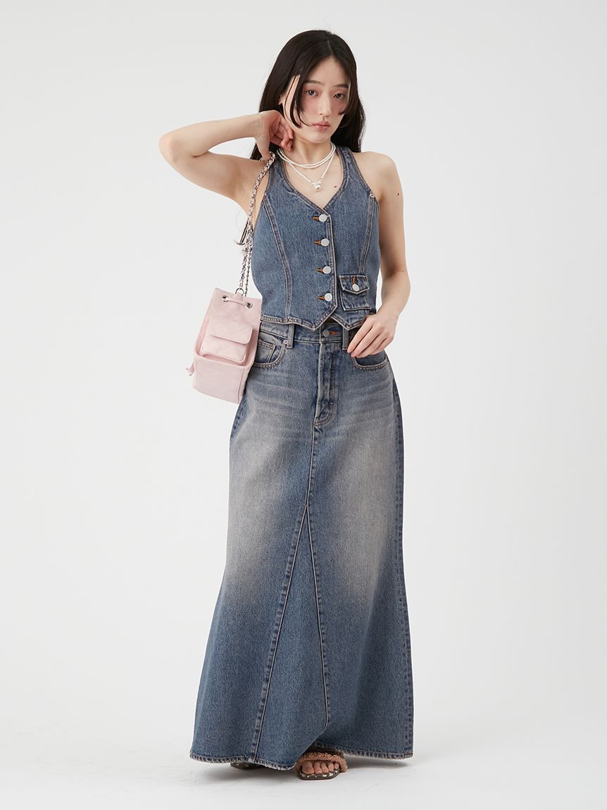【極美品】ラ・ビーナ　D75ビスチェ、Lガードルセット デニムホルタービスチェ(ビスチェ)｜トップス｜LILY BROWN（リリー