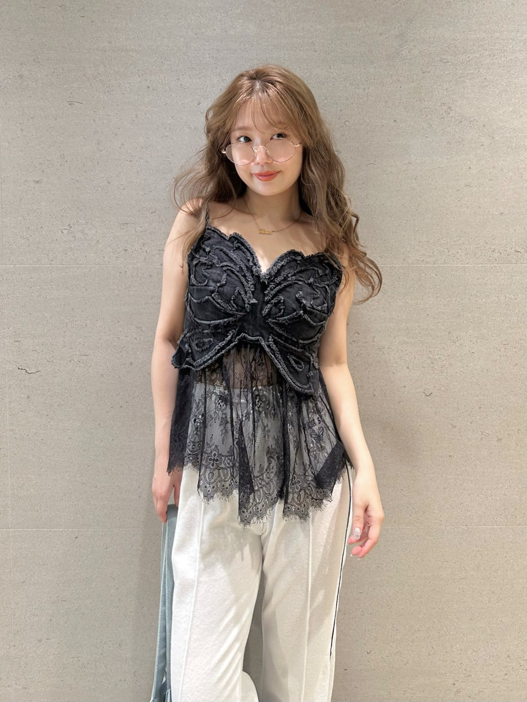 LILY BROWN×ANNA SUI】バタフライレースデニムビスチェトップス