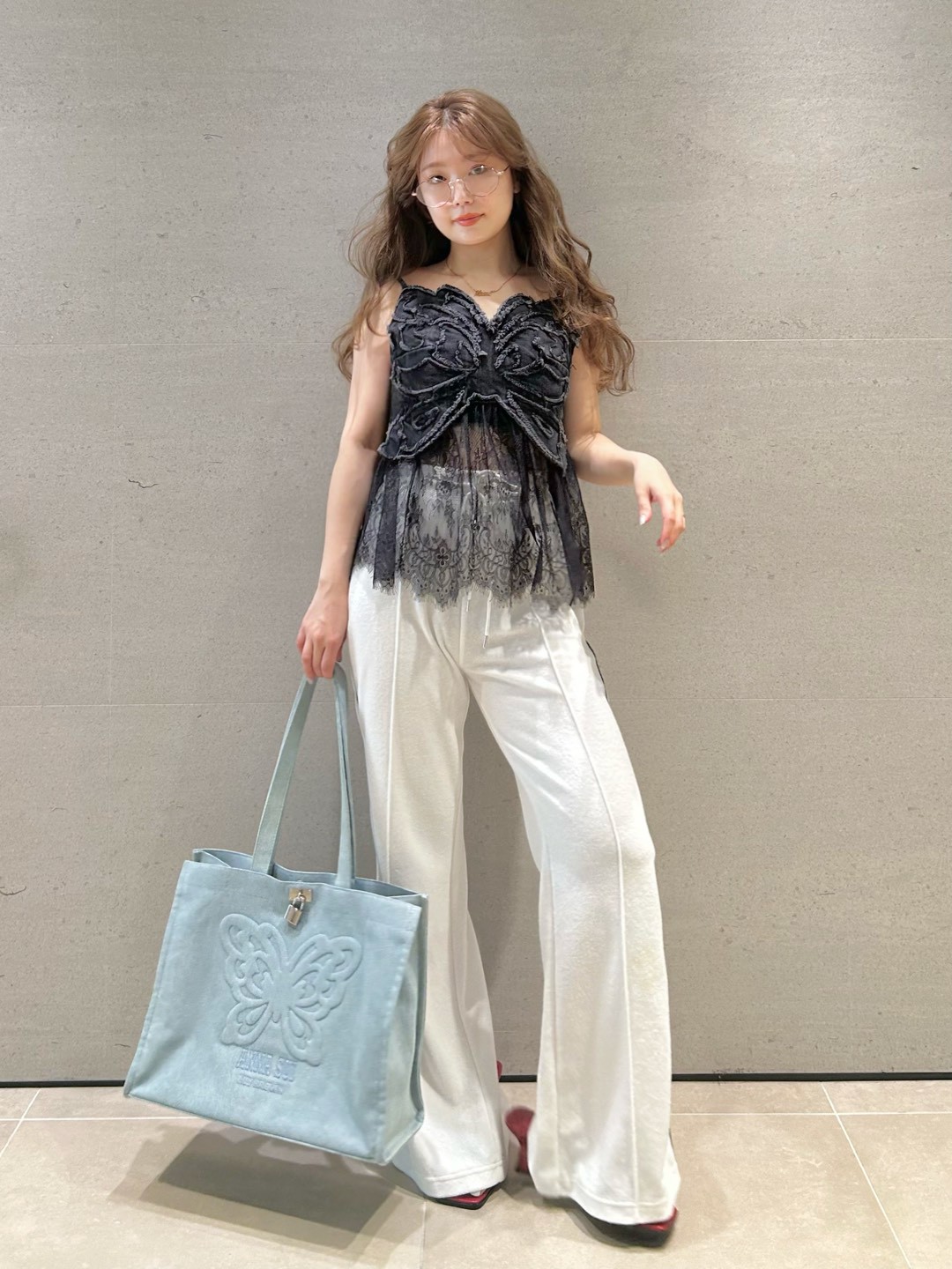 LILY BROWN×ANNA SUI】バタフライレースデニムビスチェトップス