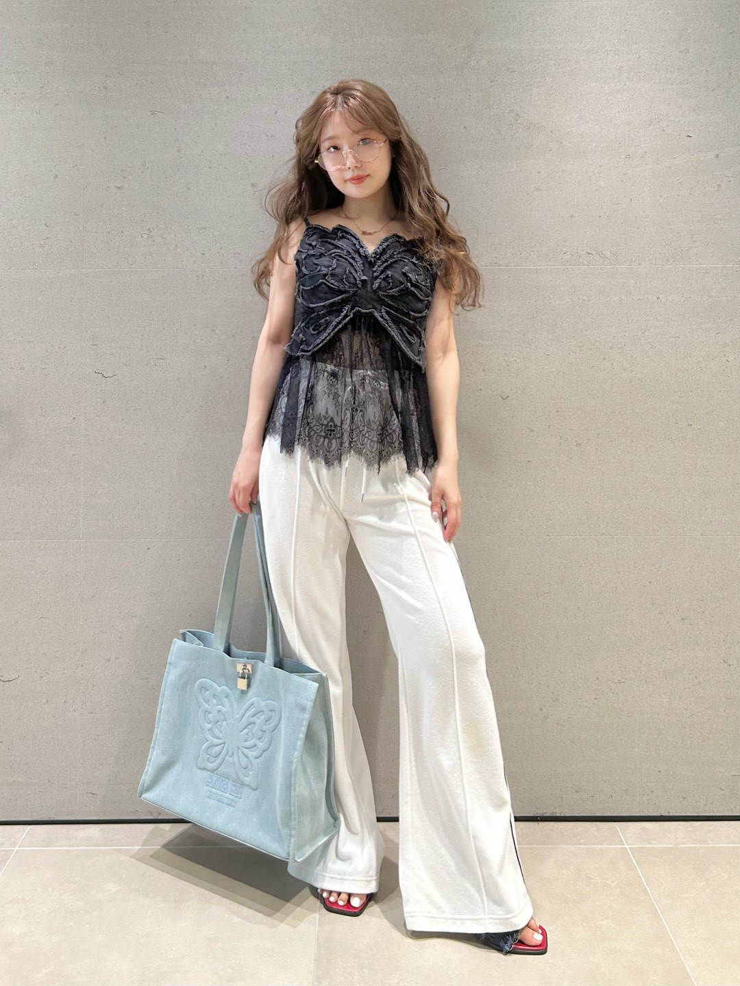 LILY BROWN×ANNA SUI】バタフライレースデニムビスチェトップス