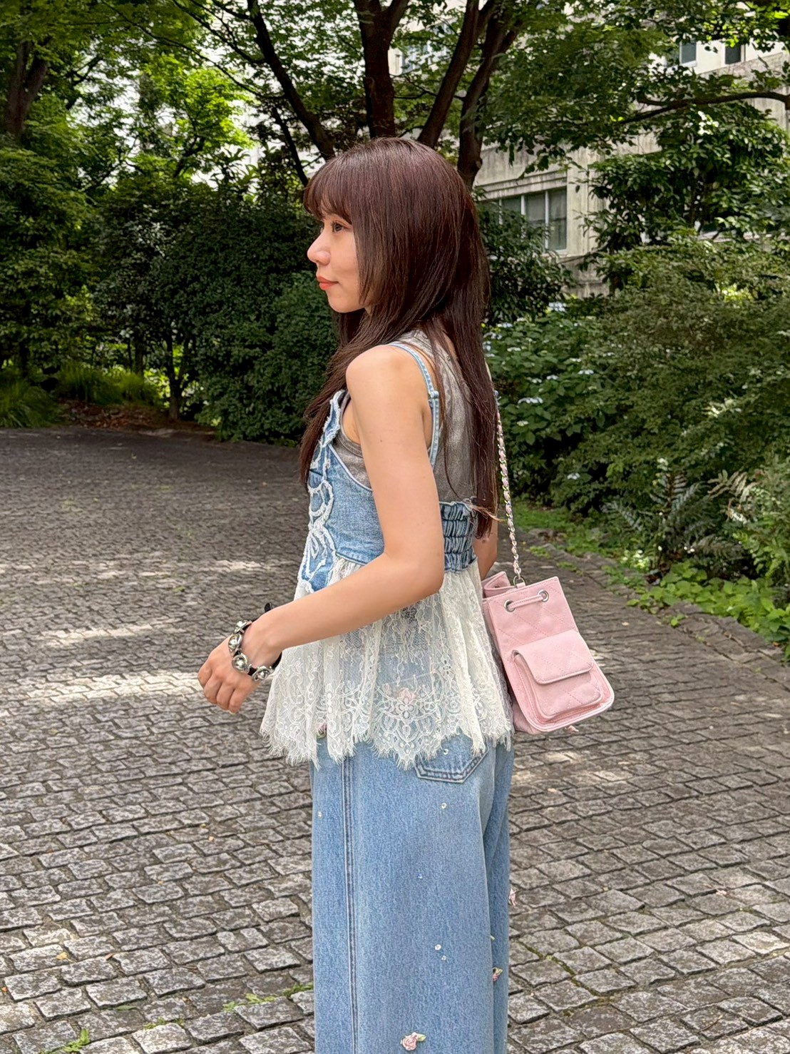 LILY BROWN×ANNA SUI】バタフライレースデニムビスチェトップス