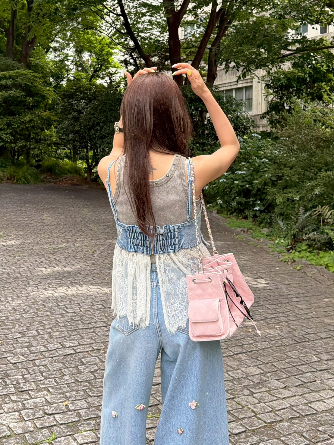LILY BROWN×ANNA SUI】バタフライレースデニムビスチェトップス