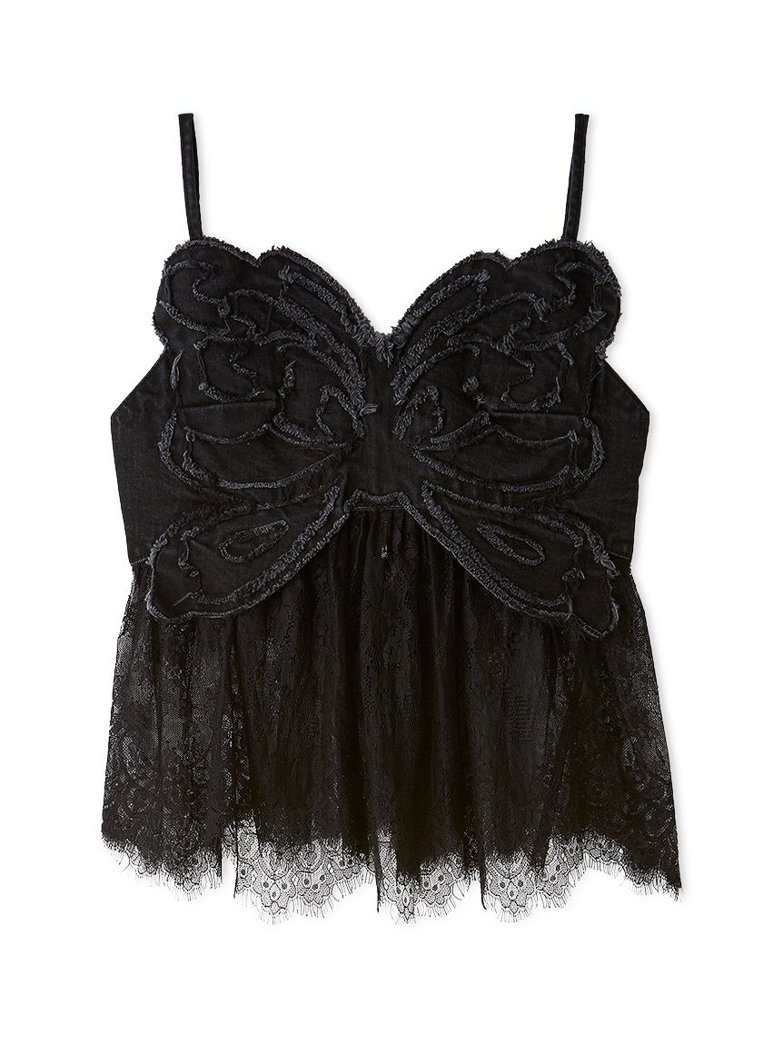 LILY BROWN×ANNA SUI】バタフライレースデニムビスチェトップス