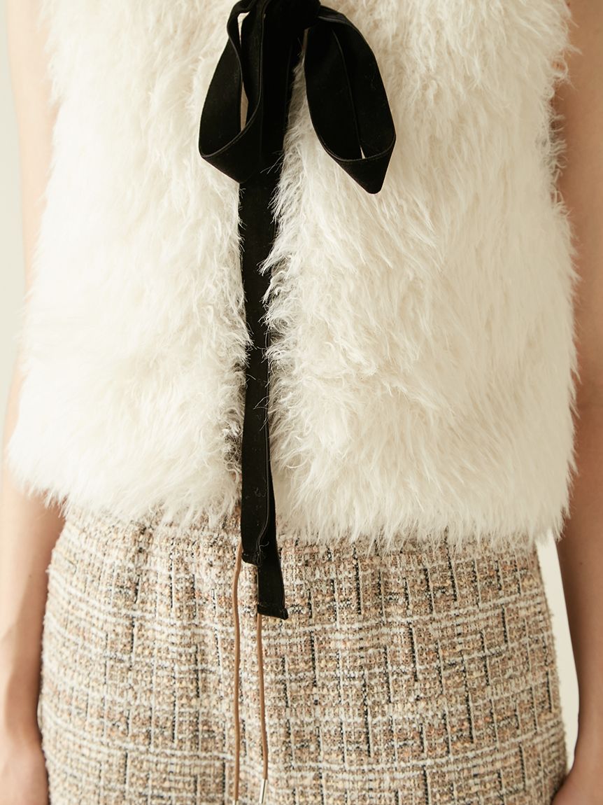 ベロアリボンファーベスト(ベスト)｜アウター｜LILY BROWN（リリー