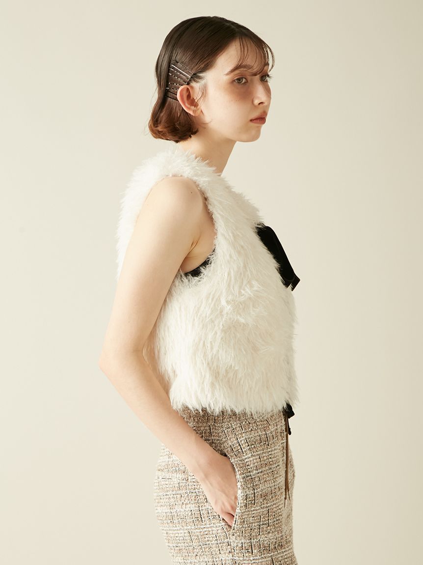 ベロアリボンファーベスト(ベスト)｜アウター｜LILY BROWN（リリー