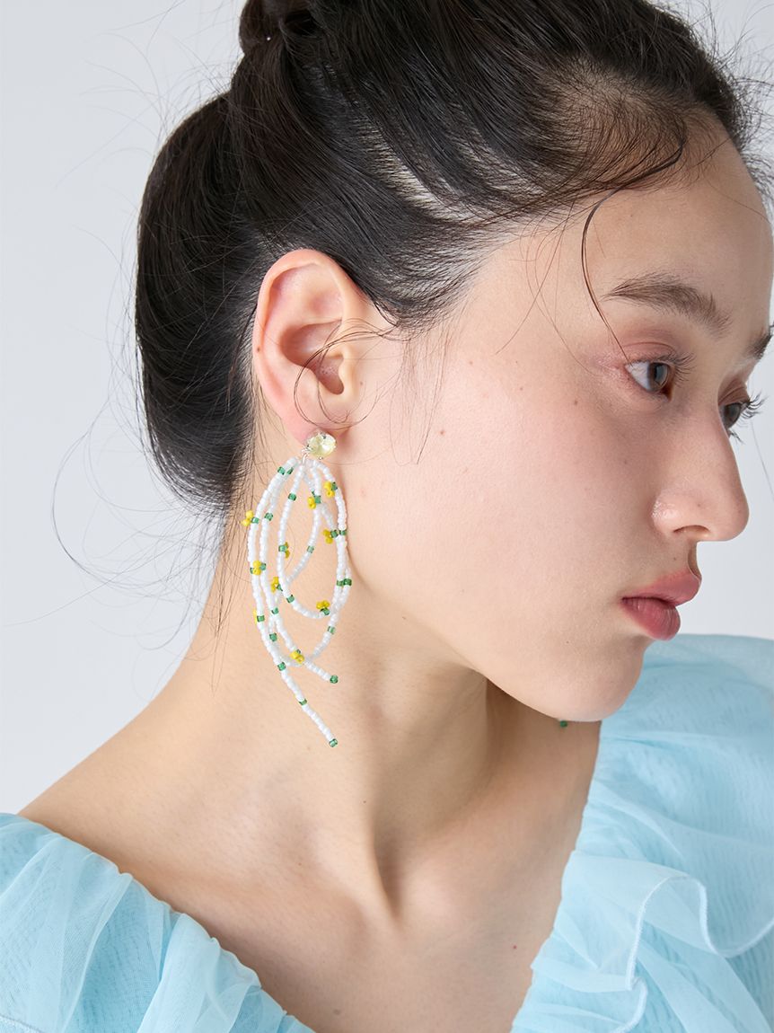 つやつやシェル♡エレガントリーフハープ 大ぶりピアス パープル No.1918 つやつやシェル♡エレガントリーフハープ 大ぶりピアス パープル No