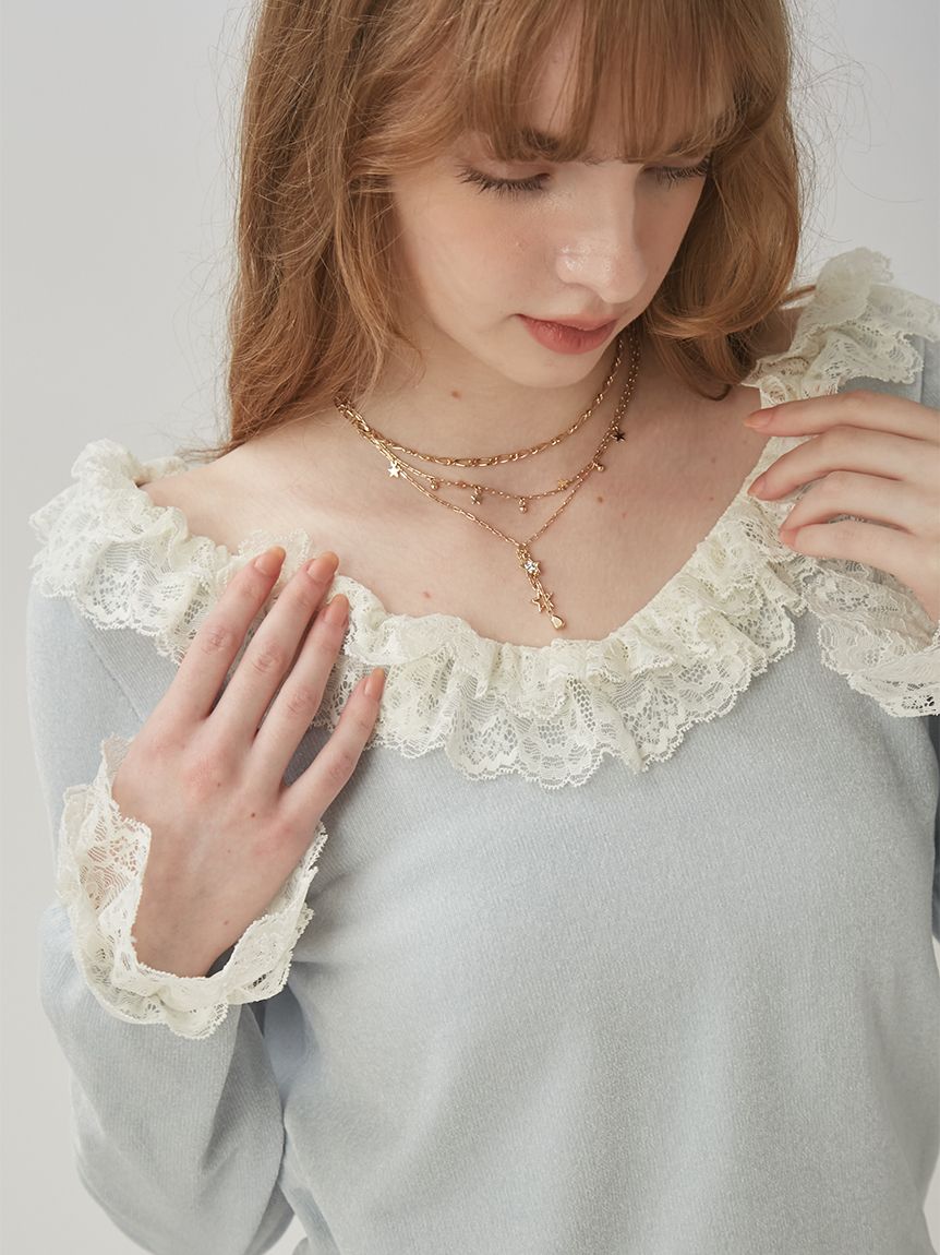 K10 スターモチーフ ネックレス 3連星 ダイヤ付 スターモチーフ3連ネックレス(ネックレス)｜ACCESSORY｜LILY BROWN