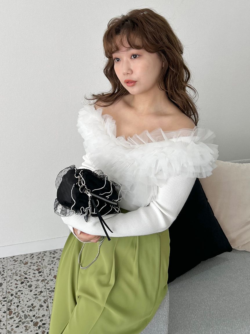 LILY BROWN フリルハンドル ハンドバッグ リリーブラウン LILY BROWN バリエーションギャザーフリルバッグ