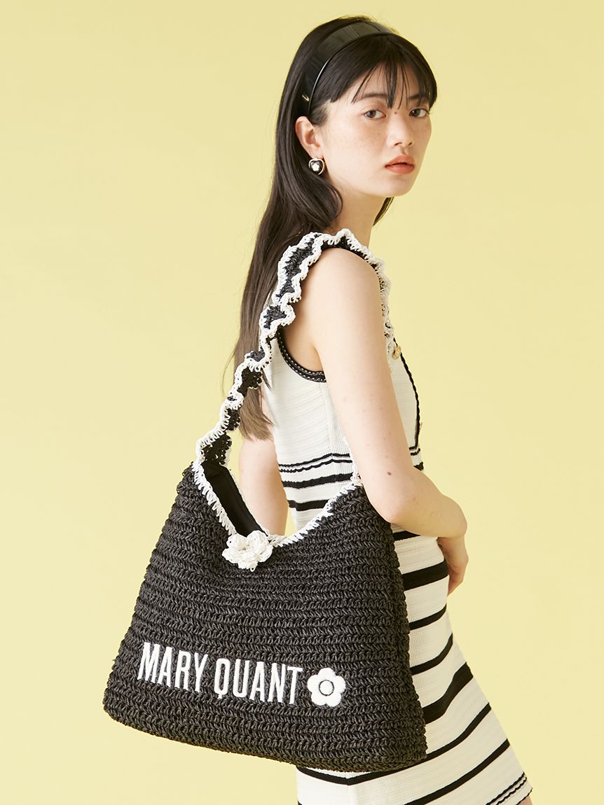 【お得】 LILY QUANT】ペーパーラウンドフリルバッグ(バッグ BROWN×MARY トートバッグ