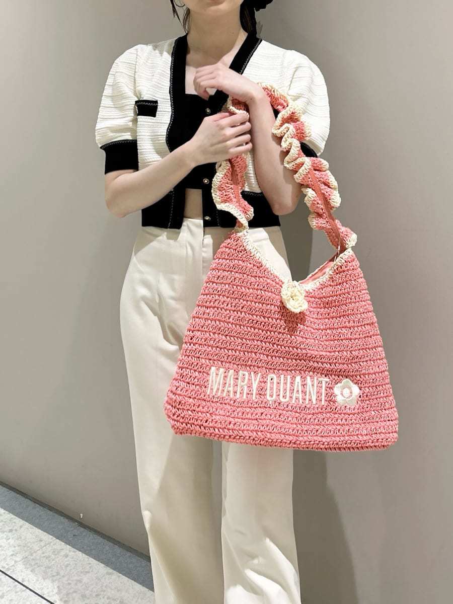 LILY BROWN*MARY QUANT】ロゴ入りラフィアトート ベージュ バッグ